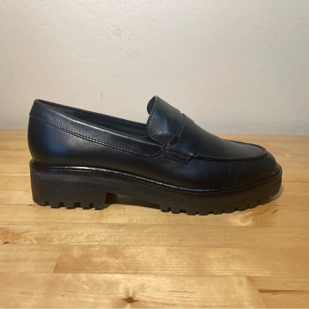 Everlane The Lug Loafer Black Leather Lug Sole Shoes Women's 8.5